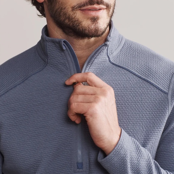 RHONE Tribeca Tech 1/2 Zip Textured Mid Layer Stretch Medium in Folkstone Gray - Picture 3 of 16